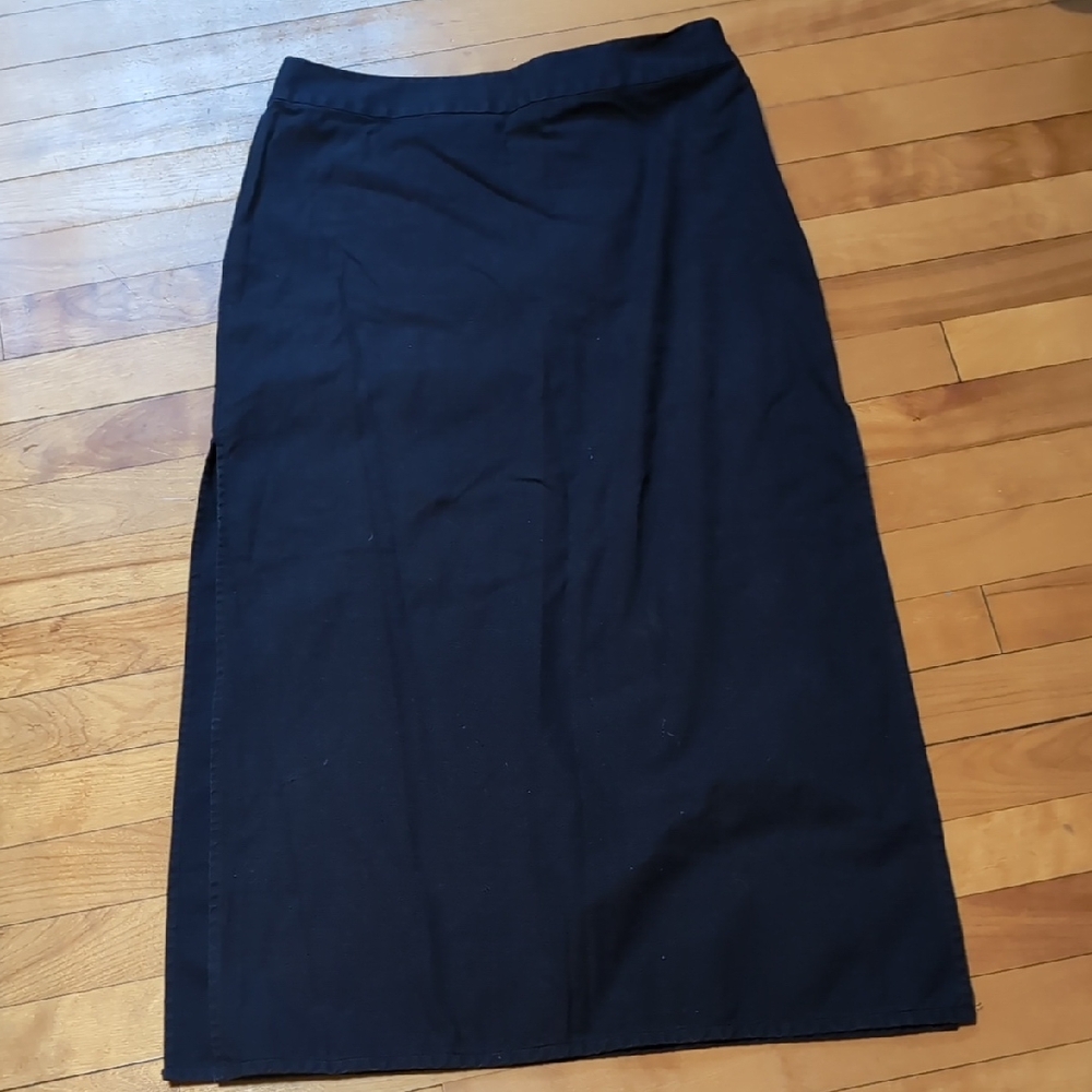 Moda International Sexy High Slit  Midi Skirt Navy Blue 10